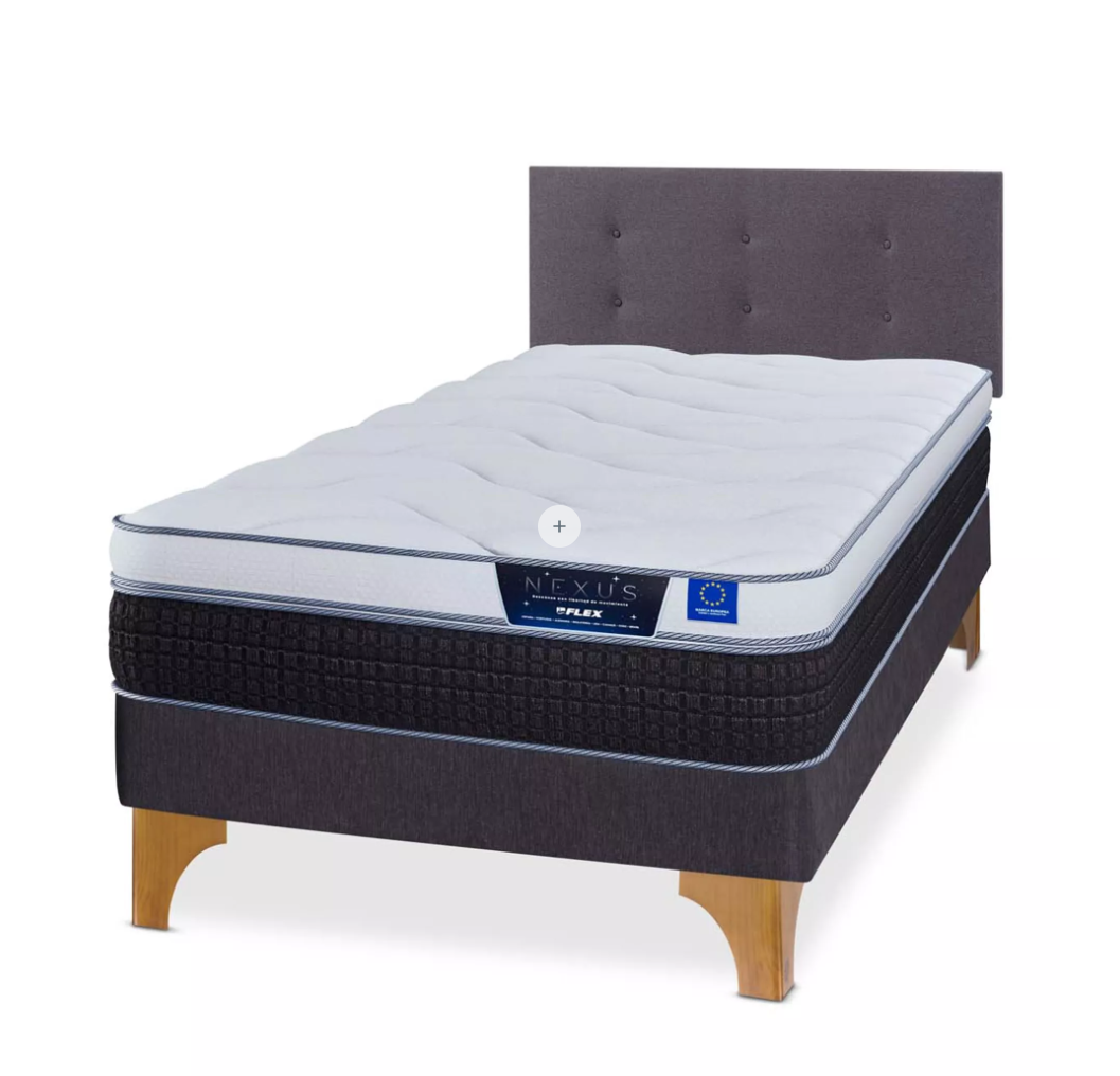 Cama Europea Nexus 1.5 Plazas Box + Respaldo Tubular Gris