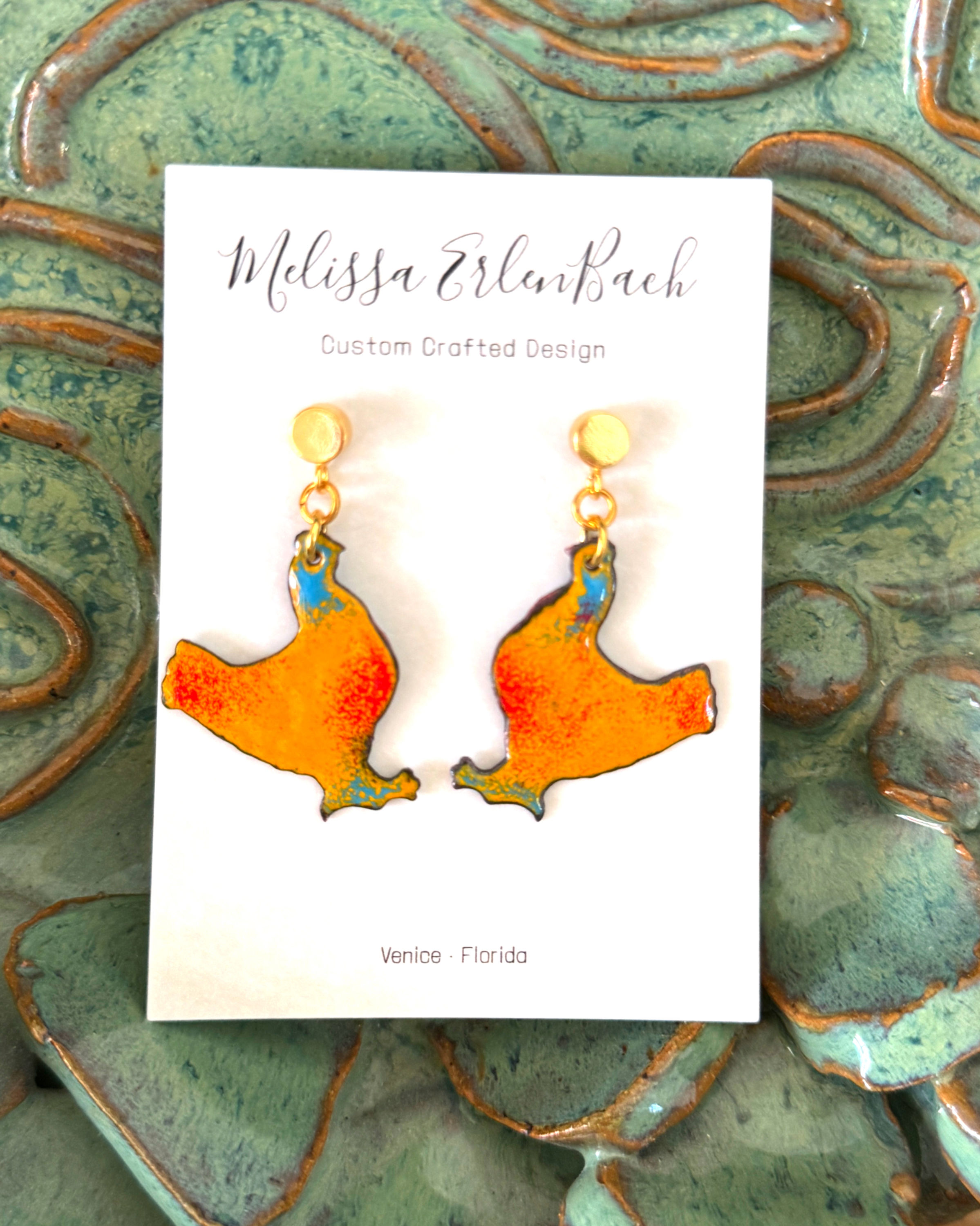 Red Hens • Enamel Earrings