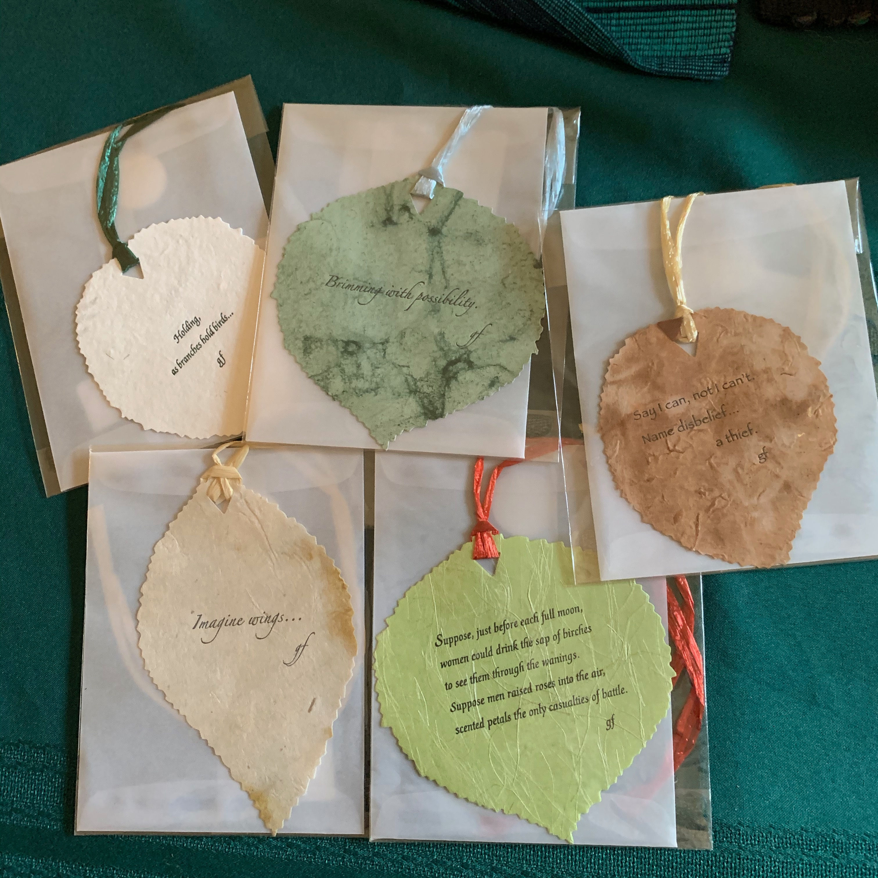 Peace Leaves Set of 5 from "Mouth Toward Sky"