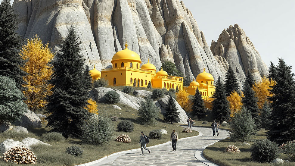 create something in yellow, grey and black and white make sure it is touristic, _make it l