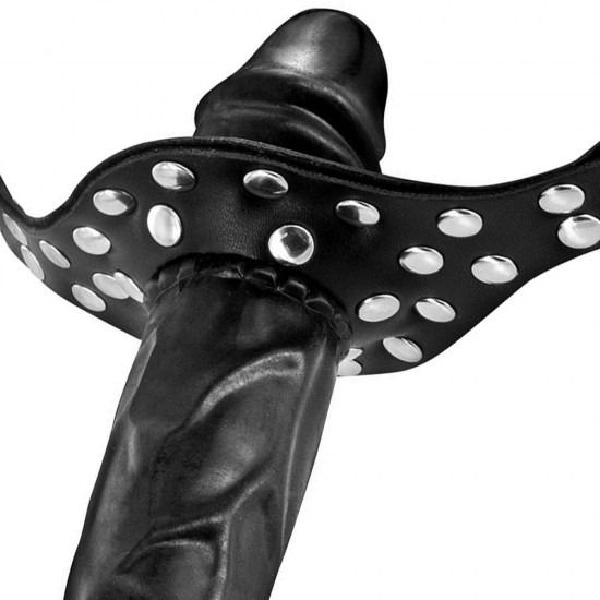 Thumbnail: Double ended strapon gag black closeup