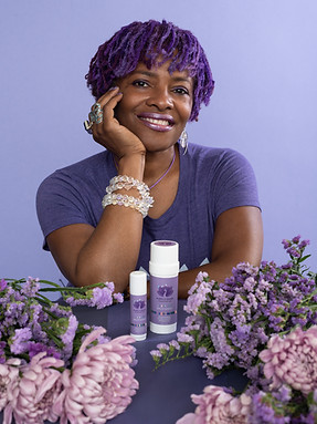 Raina with PURPLE RAINA products