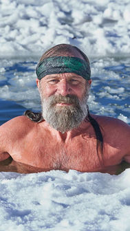 Man Taking Ice Bath in Lake