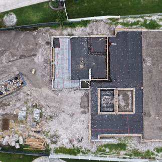 Aerial Drone shot of property that's getting ready for concrete