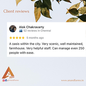 Review of Anand Farms party lawn, Chennai outdoor wedding venue Ayappakkam Ambattur