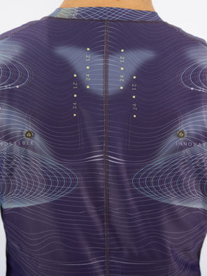 Close-up of back of a man wearing HRM tshirt.