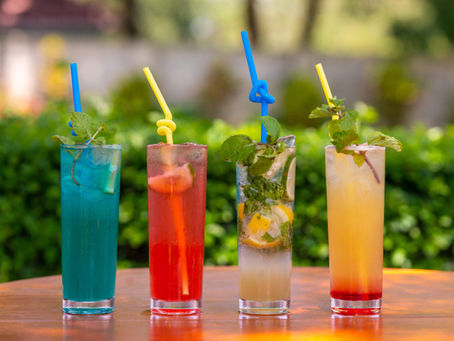 Cocktails on table outside at Hutland Hotel