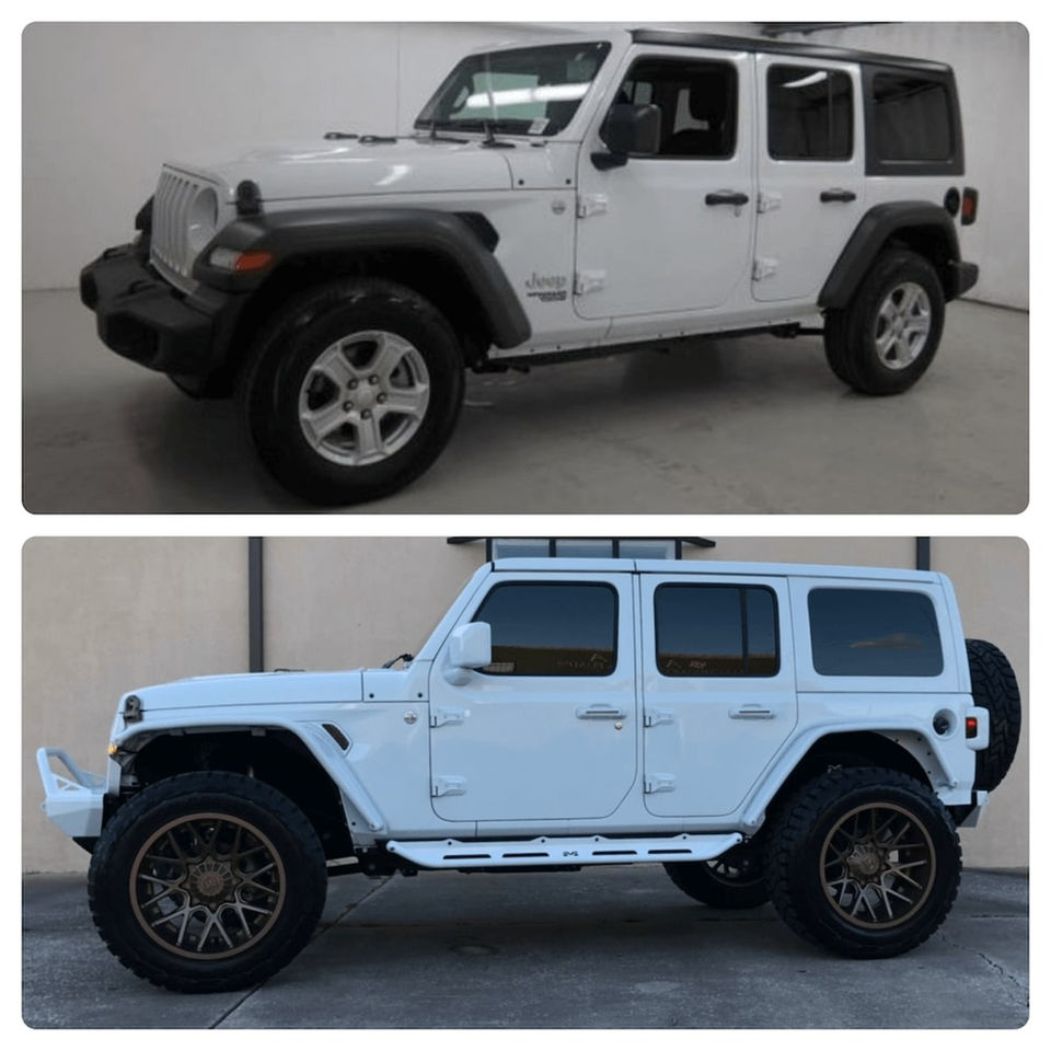 White Jeep before and after