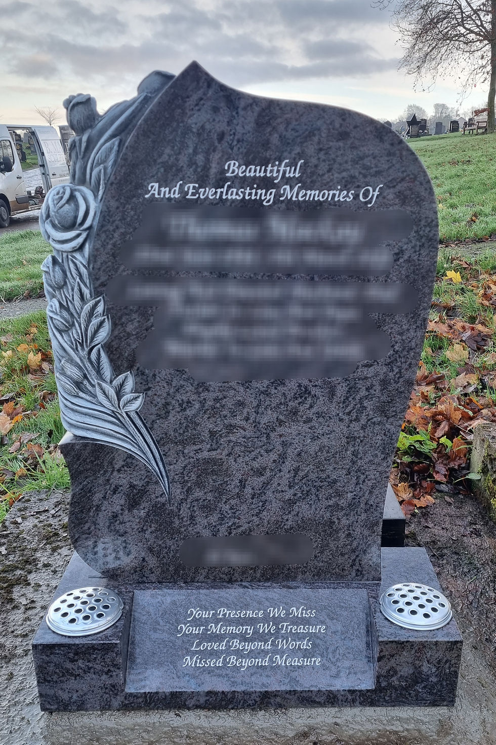 Carved Roses Headstone