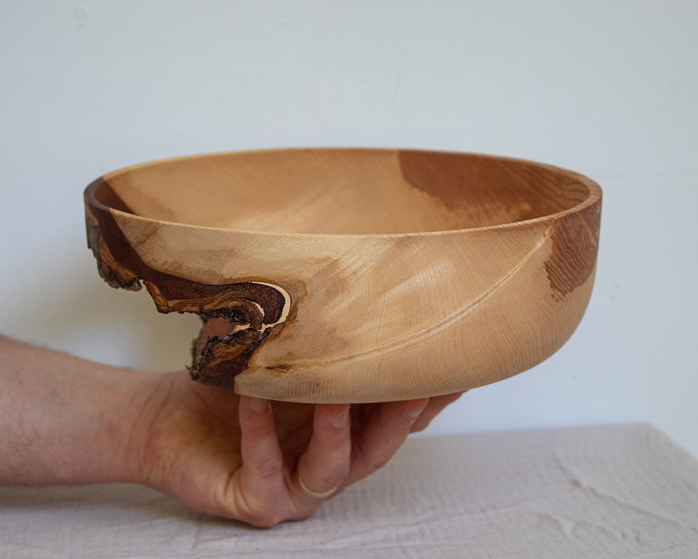 Ash Bowl with Large Natural Void and Bark Inclusion