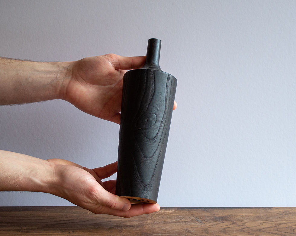 Wood Bottle Shaped Vase