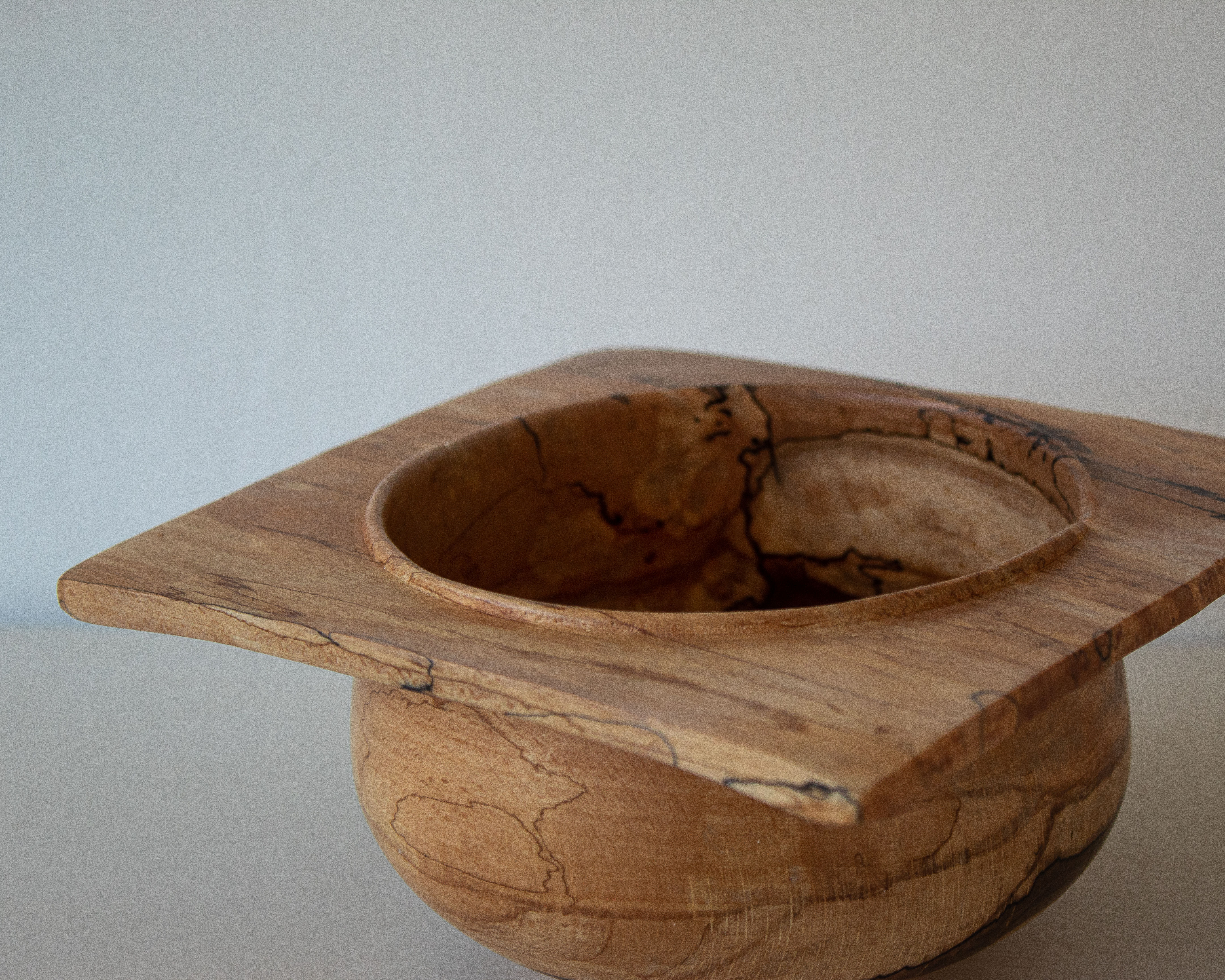 Wooden bowl made from beech with a square edge