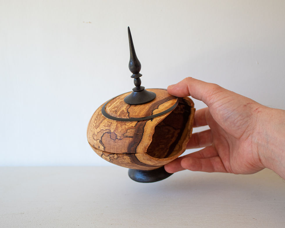 Spalted Beech Box with Natural Void and Solid Oak Finial