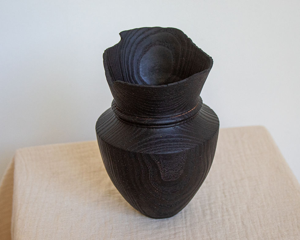 Thumbnail: Wooden Ash Vase with Charred Finish