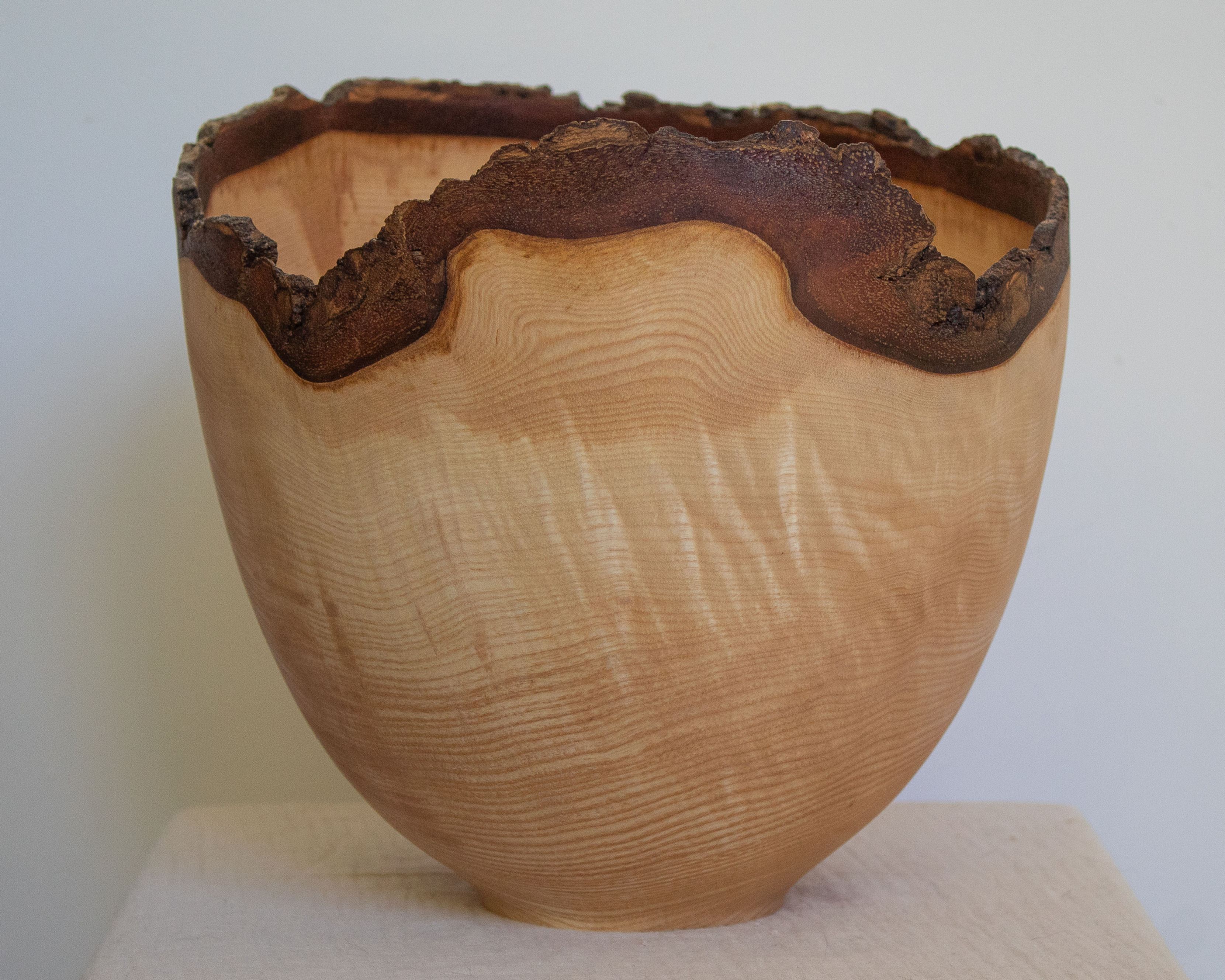 Large Wooden Ash Vessel with a live edge