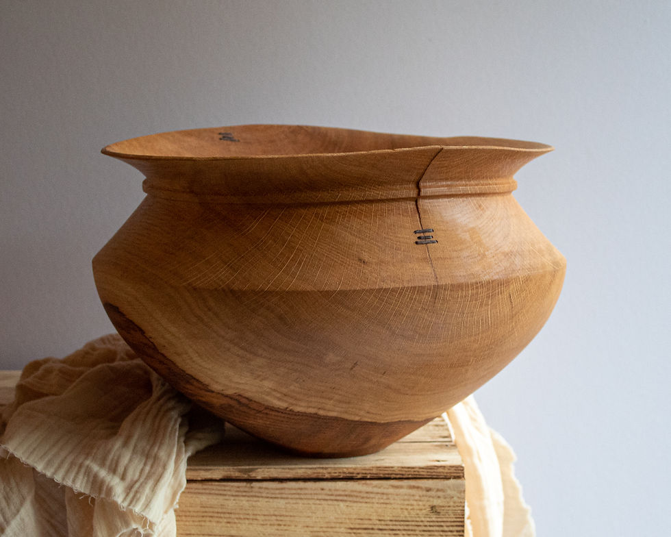 Oak Vessel with Stitching