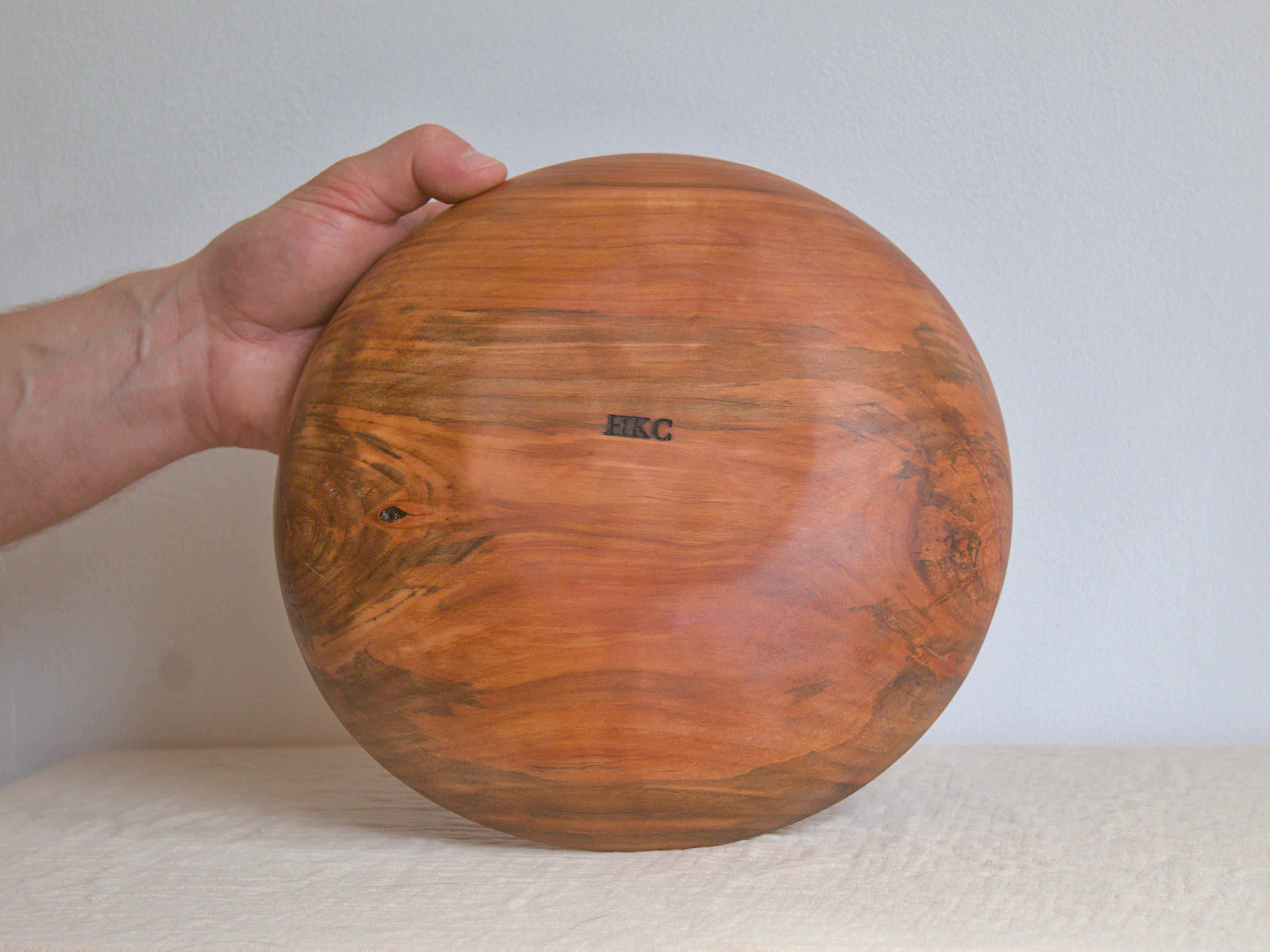 Hand-Turned Apple Wooden Bowl with Natural Warping