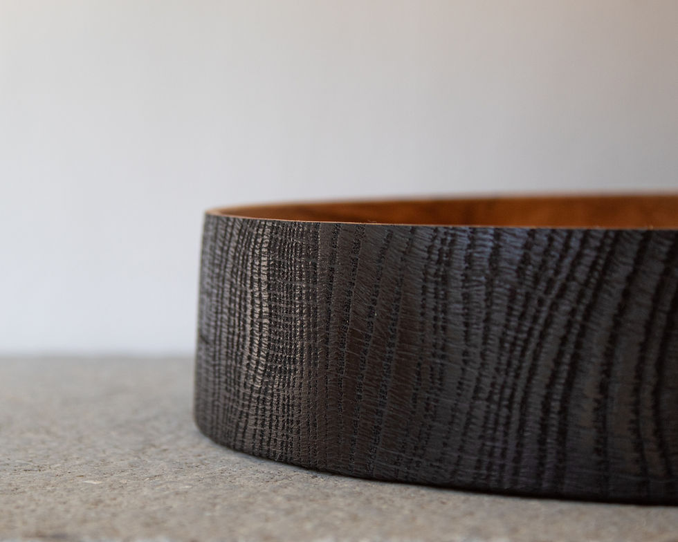 Modern Oak Bowl with Yakisugi Finish