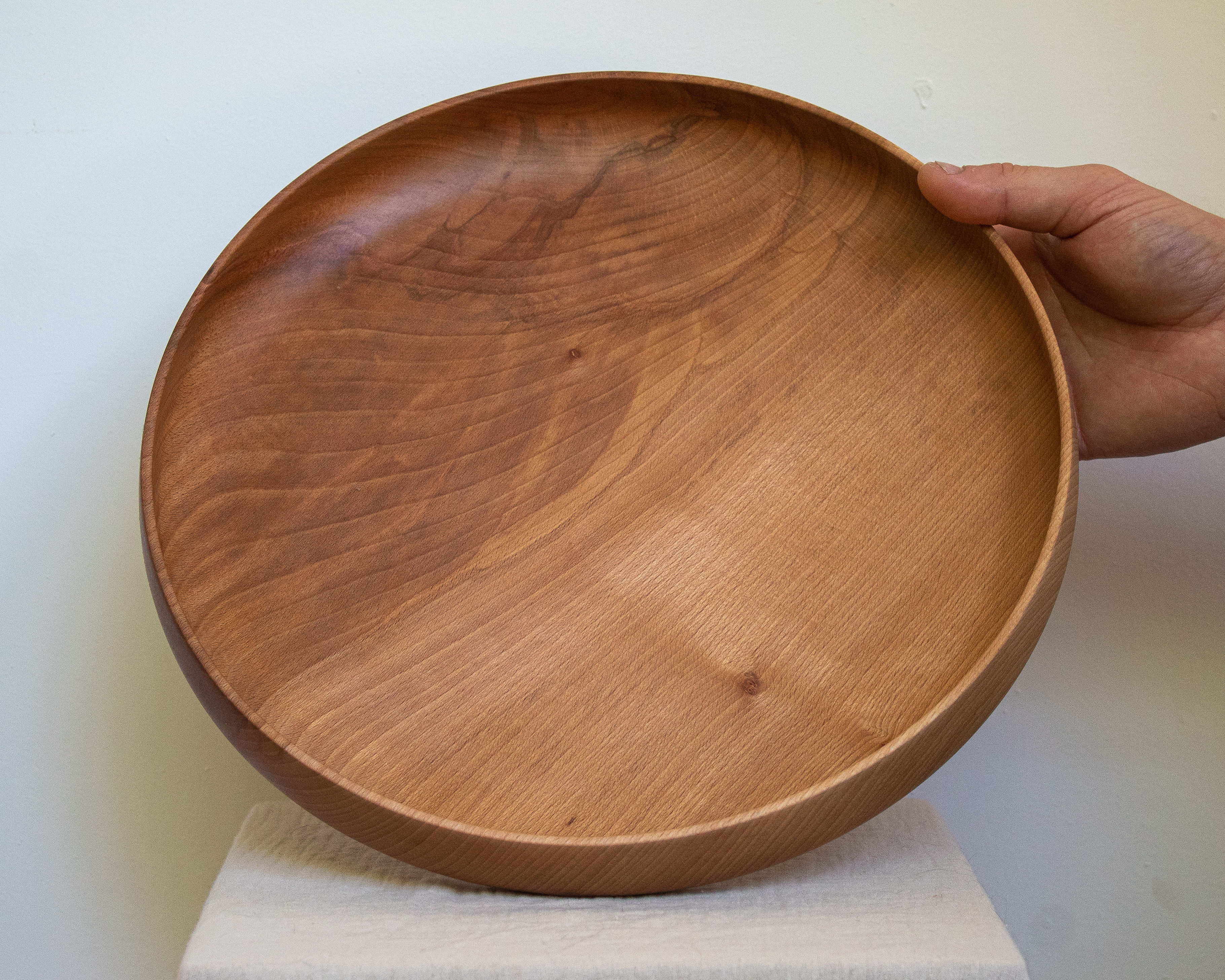 Large Beech Wood Shallow Bowl