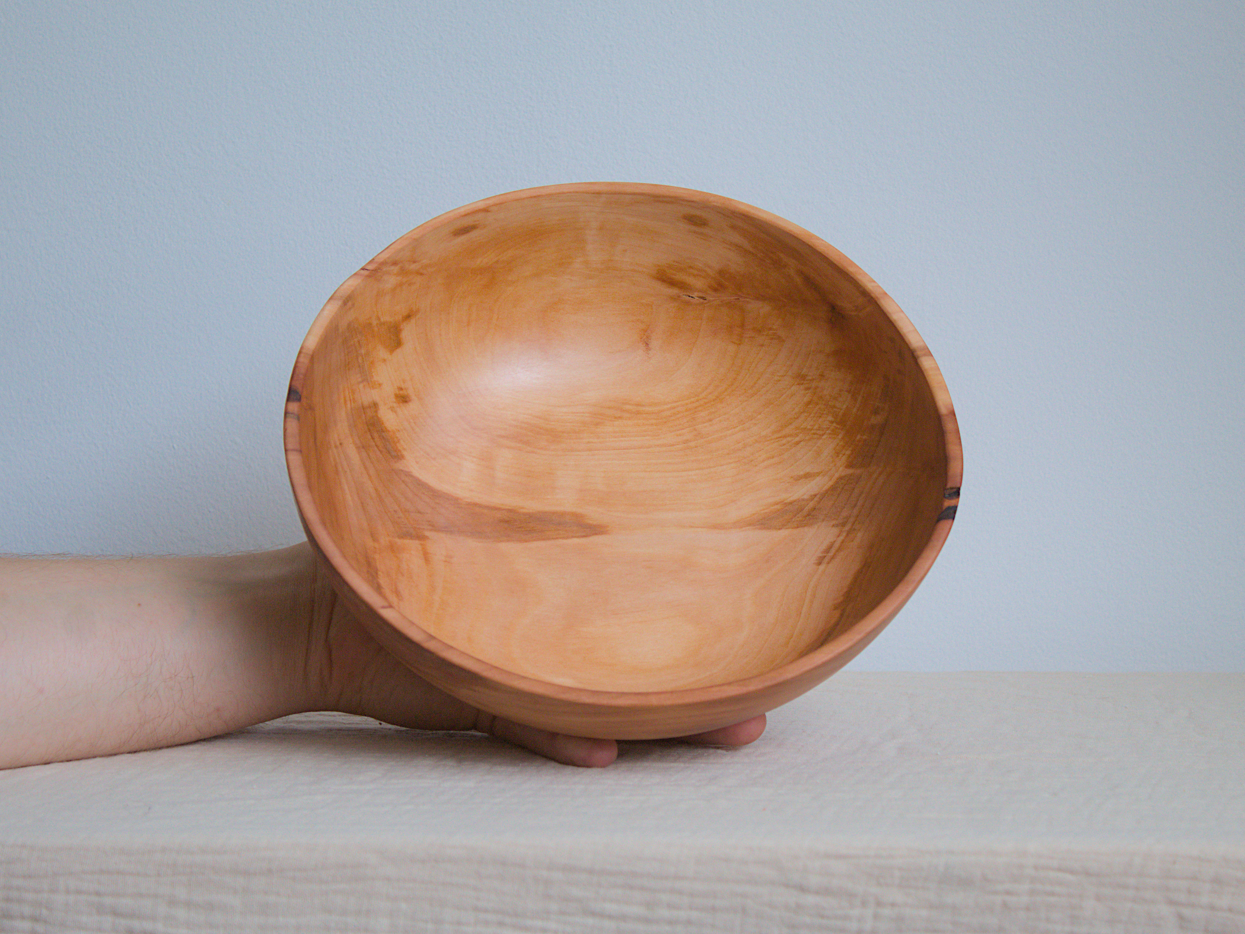 Hand-Turned Highly Warped Apple Wooden Fruit Bowl