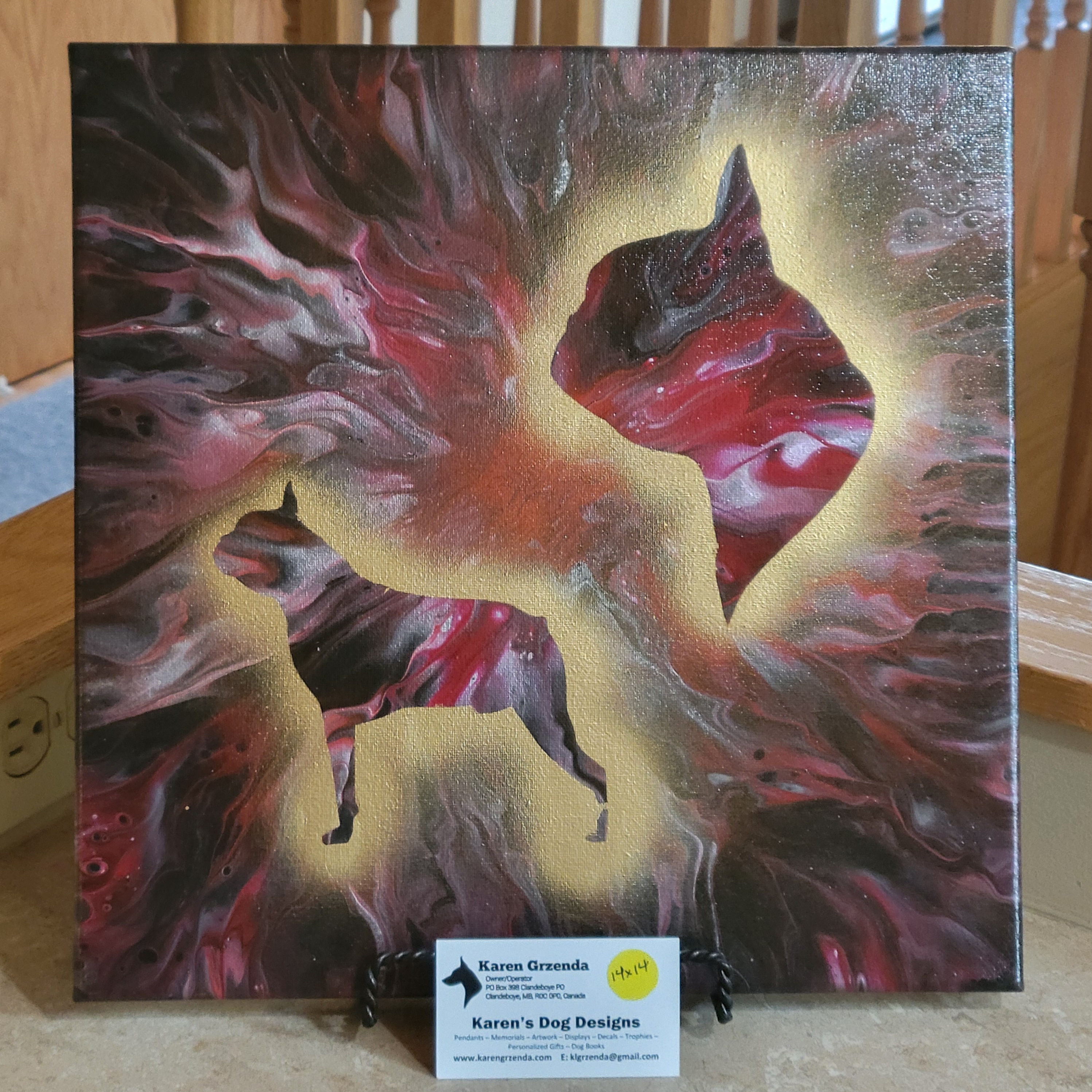 Boston Terrier 14x14 Original Acrylic Painting