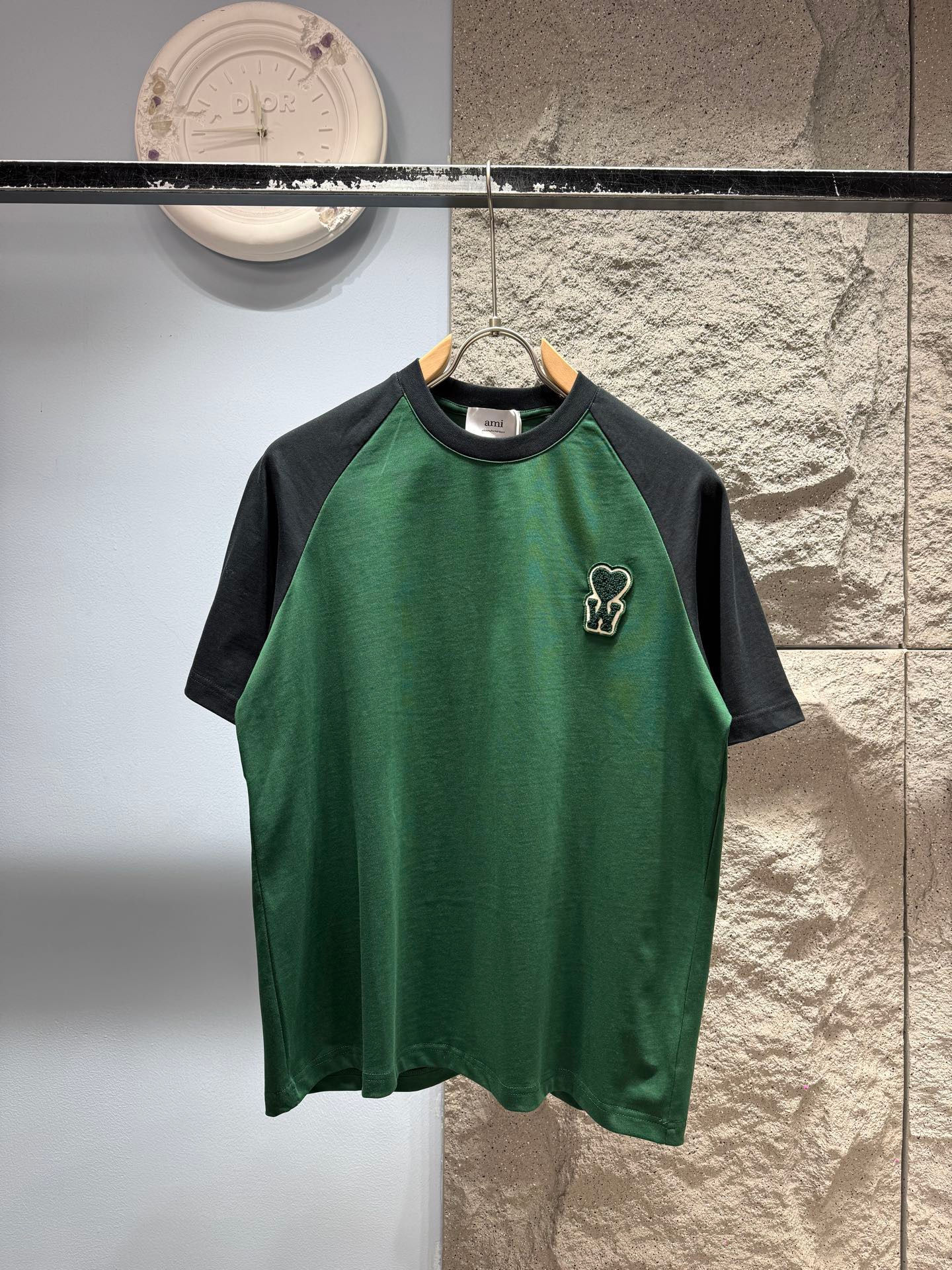 Ami Paris de Coeur Raglan T-Shirt Green Black