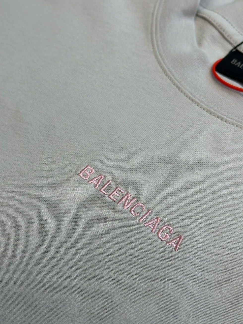 Thumbnail: Balenciaga T-Shirt Blanc Cassé – Logo Rose