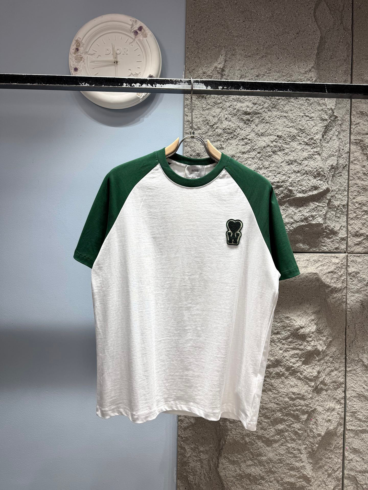 Ami Paris de Coeur Raglan T-Shirt Ecru Green
