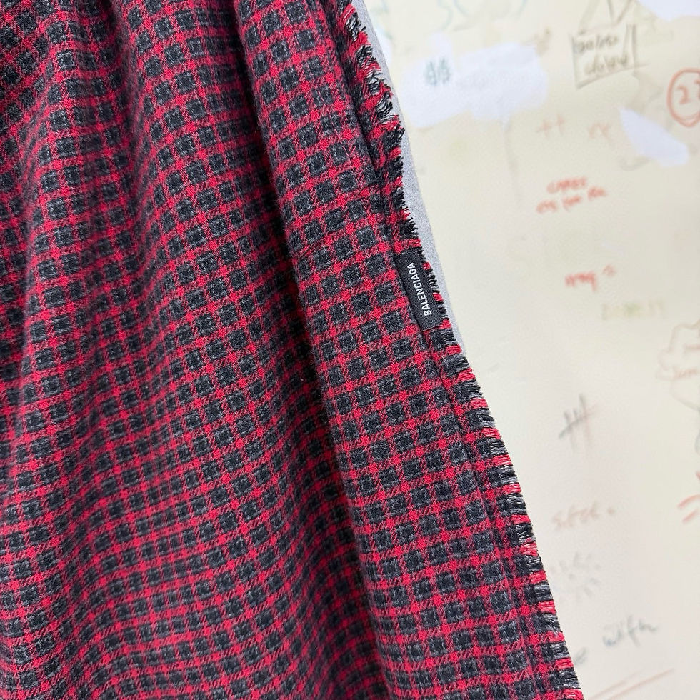 Thumbnail: Balenciaga Wide-Leg Flannel Check Pants – Red