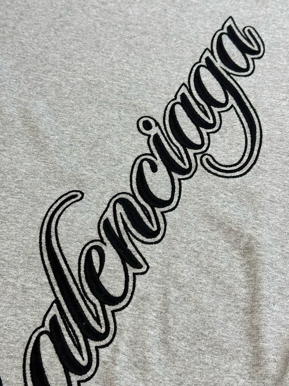 Thumbnail: Balenciaga T-Shirt Gris Chiné – Script Cursif Côté