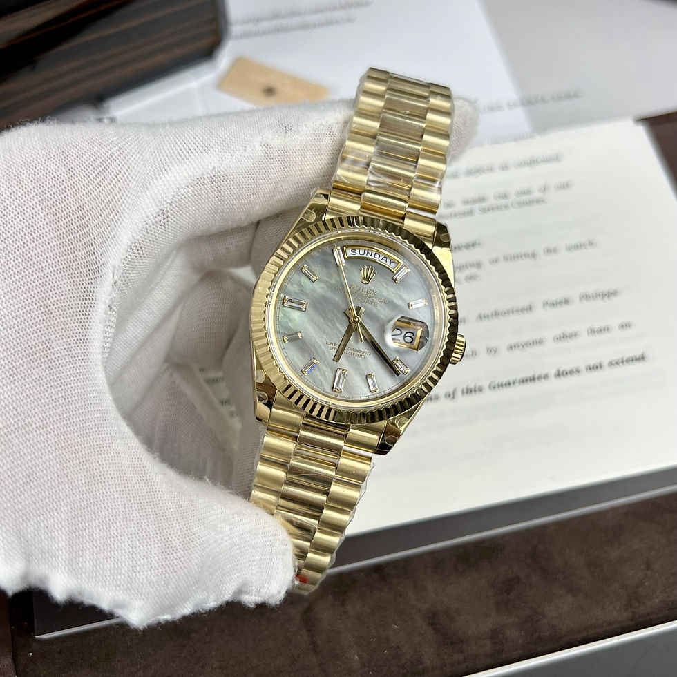 Thumbnail: Superclone Rolex Day Date White Mother Of Pearl Diamond Dial 0123 36 Mm