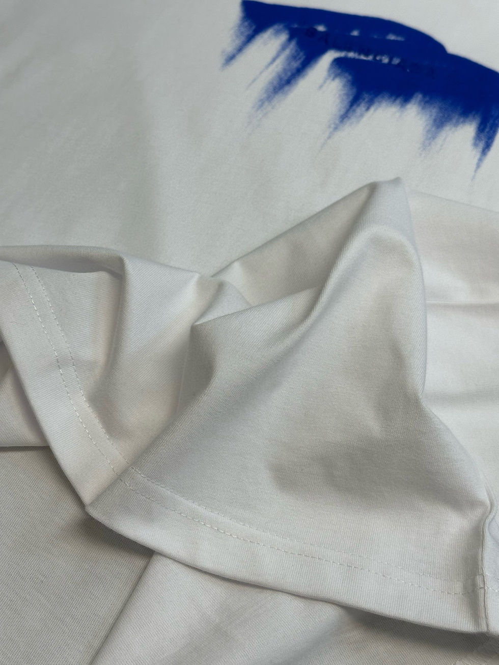 Thumbnail: Balenciaga T-Shirt Blanc – Logo Brush Bleu
