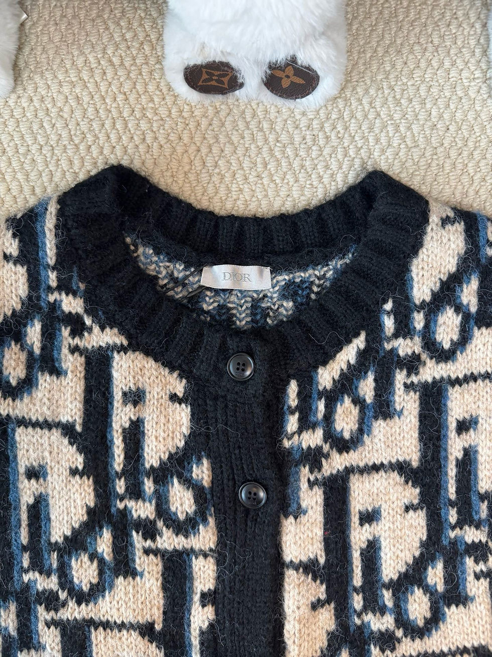 Thumbnail: Dior Cannage Textured Cardigan (Grey)