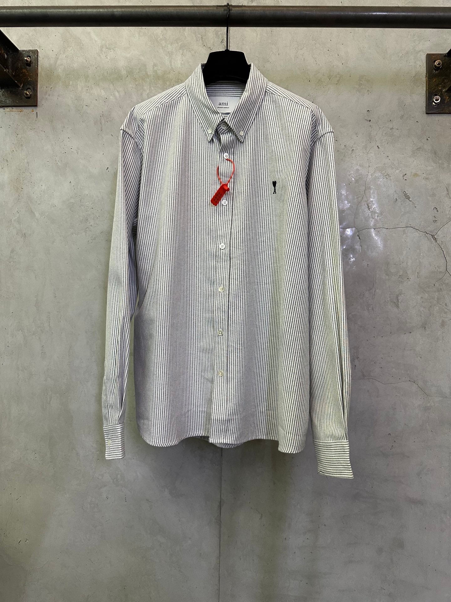 Ami Paris Cotton Shirt with Ami de Coeur Embroidery