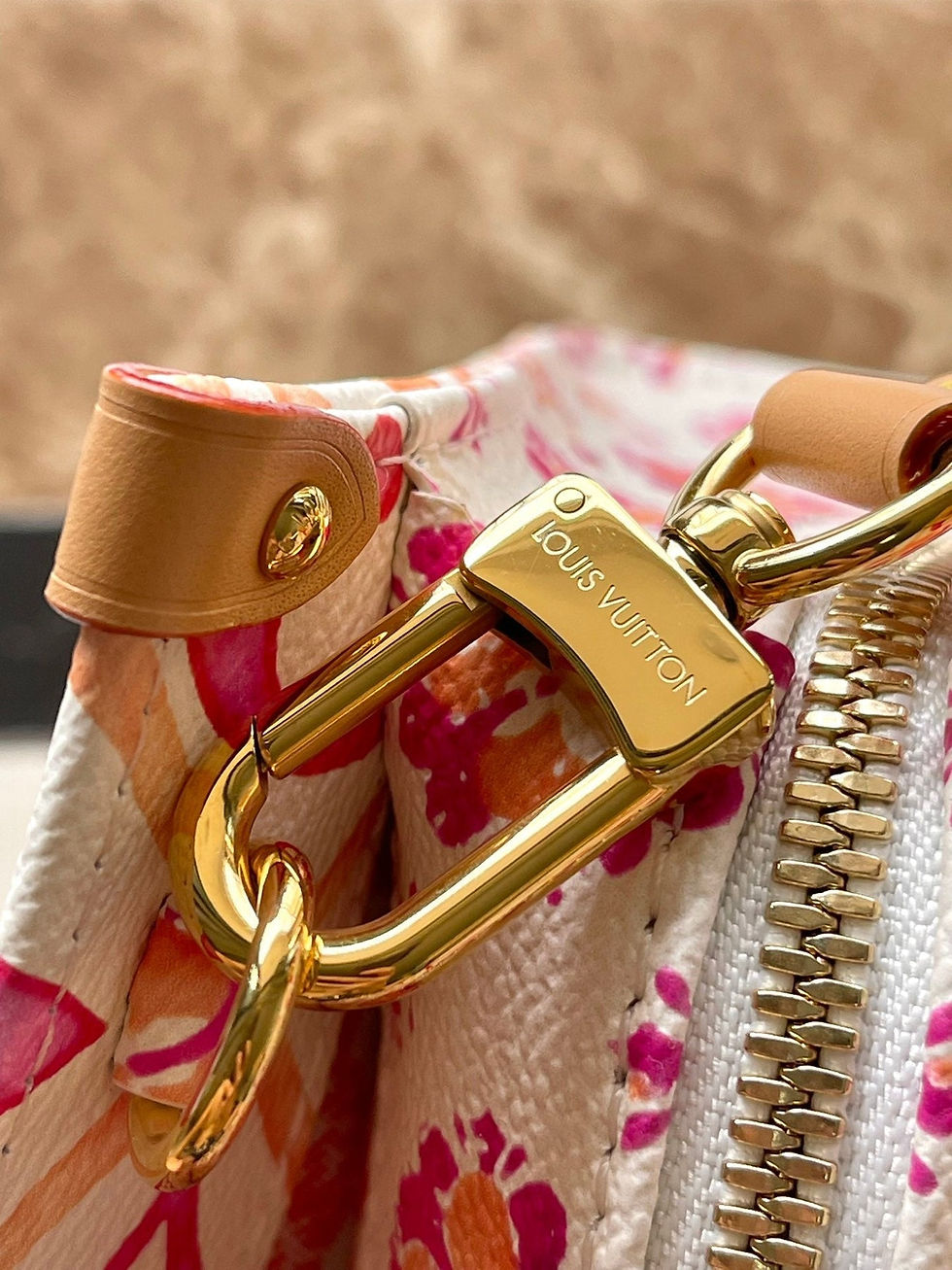 Thumbnail: Louis Vuitton ONTHEGO EAST WEST 25 IN CORAL MONOGRAM TILES CANVAS