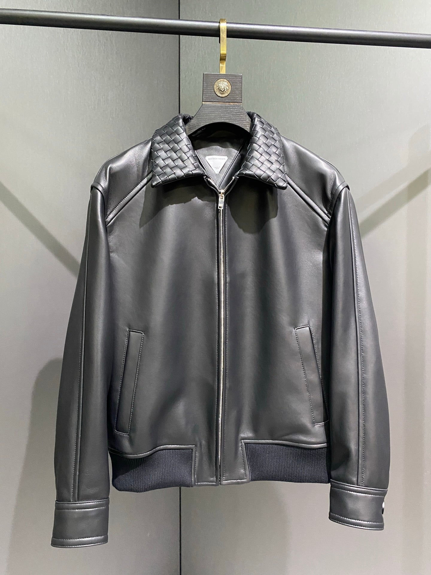 Bottega Veneta Leather Jacket — Champagne