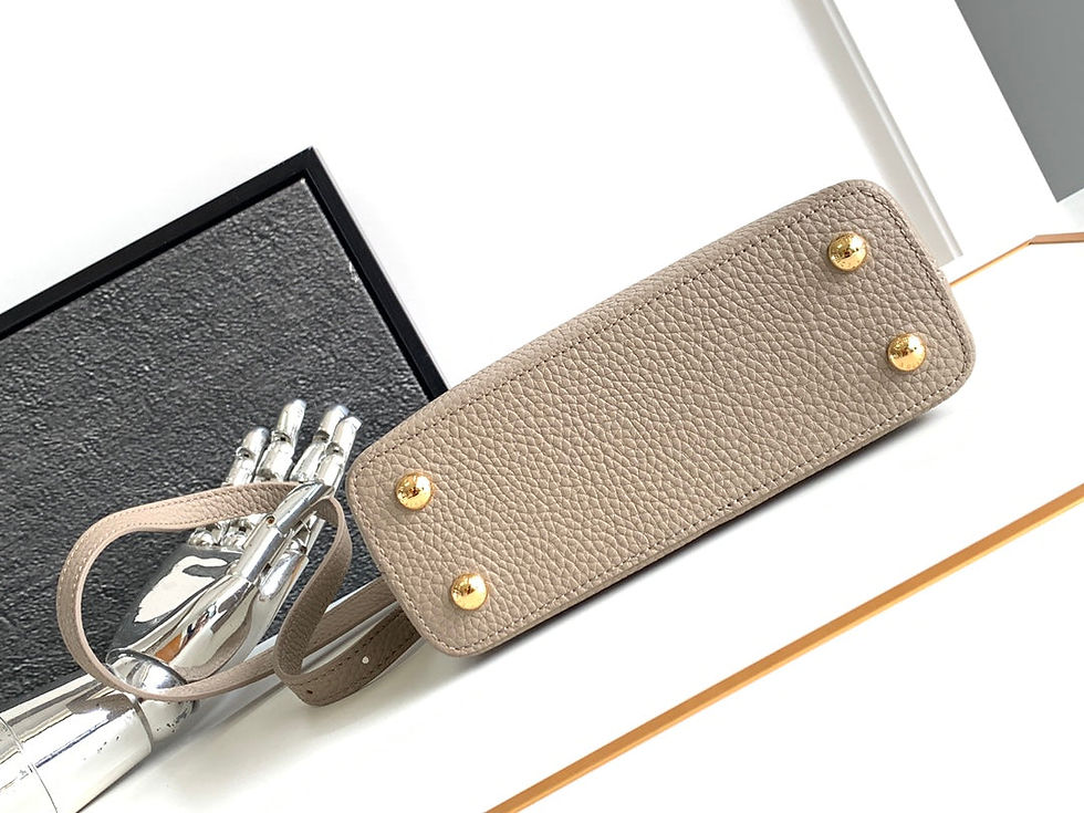 Thumbnail: Louis Vuitton CAPUCINES MINI 21 IN KHAKI BROWN TAURILLON GOLD HARDWARE
