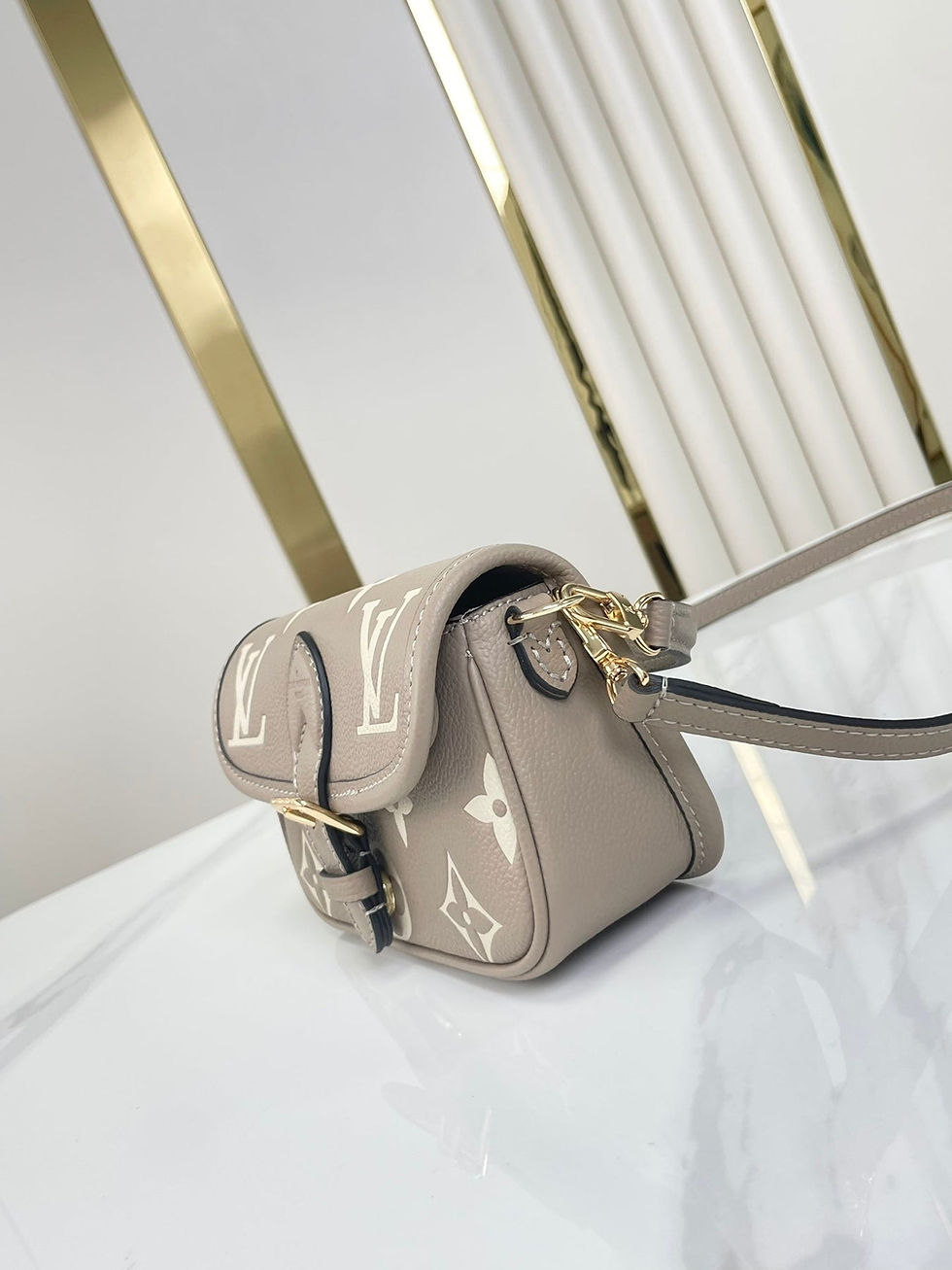 Thumbnail: Louis Vuitton NANO DIANE 19 IN TOURTERELLE WHITE MONOGRAM EMPREINTE LEATHER
