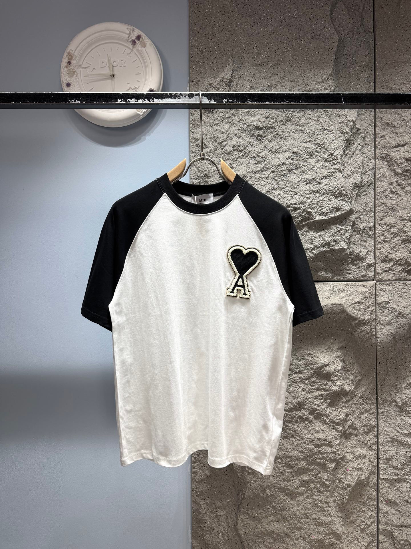Ami Paris Baseball Tee with Ami de Coeur Patch