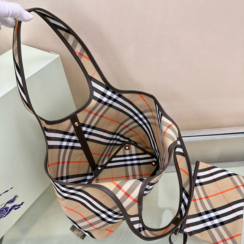 Thumbnail: Bb Check Cotton Small Tote Bag 121