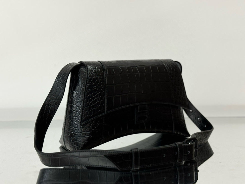 Thumbnail: Blcg Hourglass Black Croc Embossed Leather Shoulder Bag 30X17 3X10Cm 116