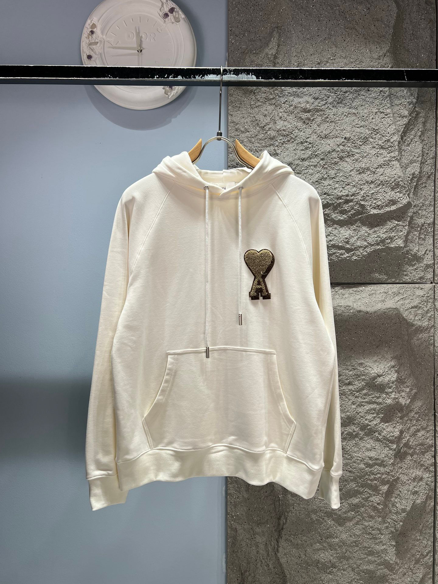 Ami Paris Alexandre Mattiussi Ami de Coeur Hoodie Ecru