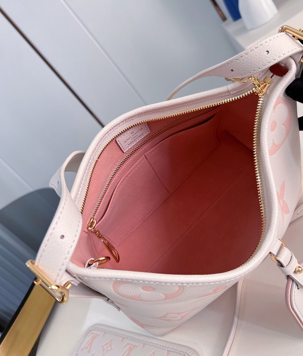 Thumbnail: Louis Vuitton CARRYALL PM 29 LIGHT PINK MONOGRAM GRAINED COWHIDE LEATHER