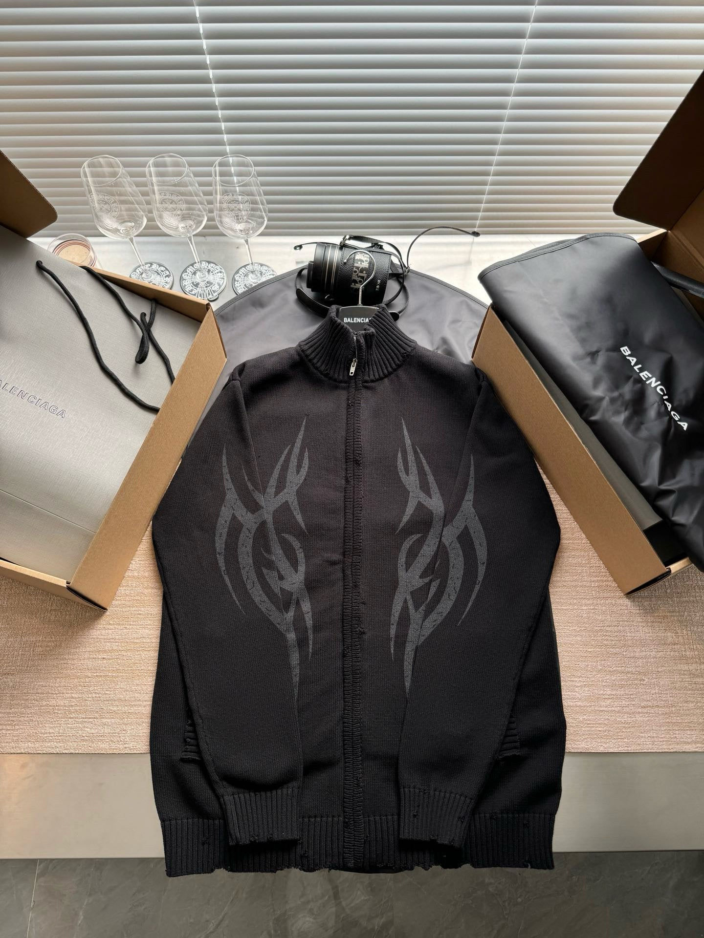 Balenciaga Tribal Tattoo Knit Cardigan