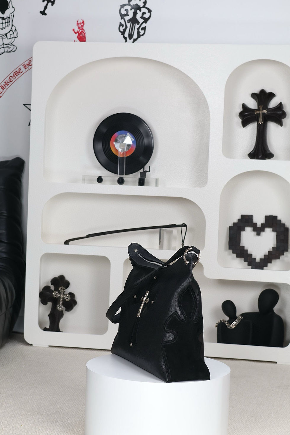 Thumbnail: Chrome Hearts Lyon Leather Shoulder Bag
