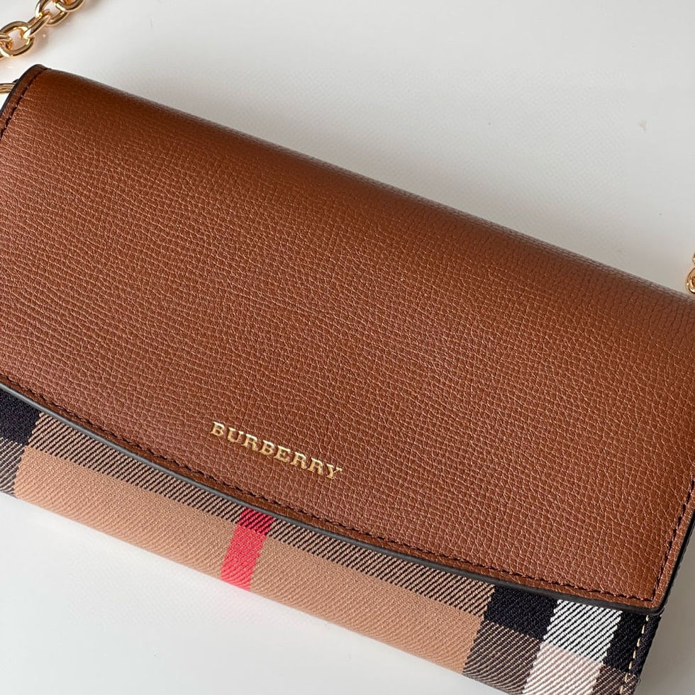 Thumbnail: Bb Henley Check Canvas Brown Leather Wallet On Chain Bag 117