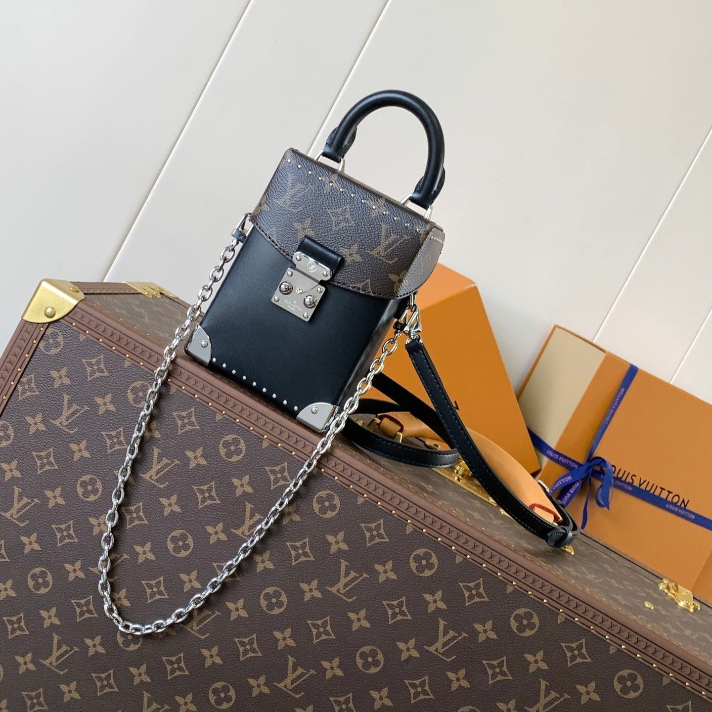 CAMERA BOX VIVE BAG 17 IN BLACK MONOGRAM CALFSKIN SILVER-TONE — Monogram Canvas