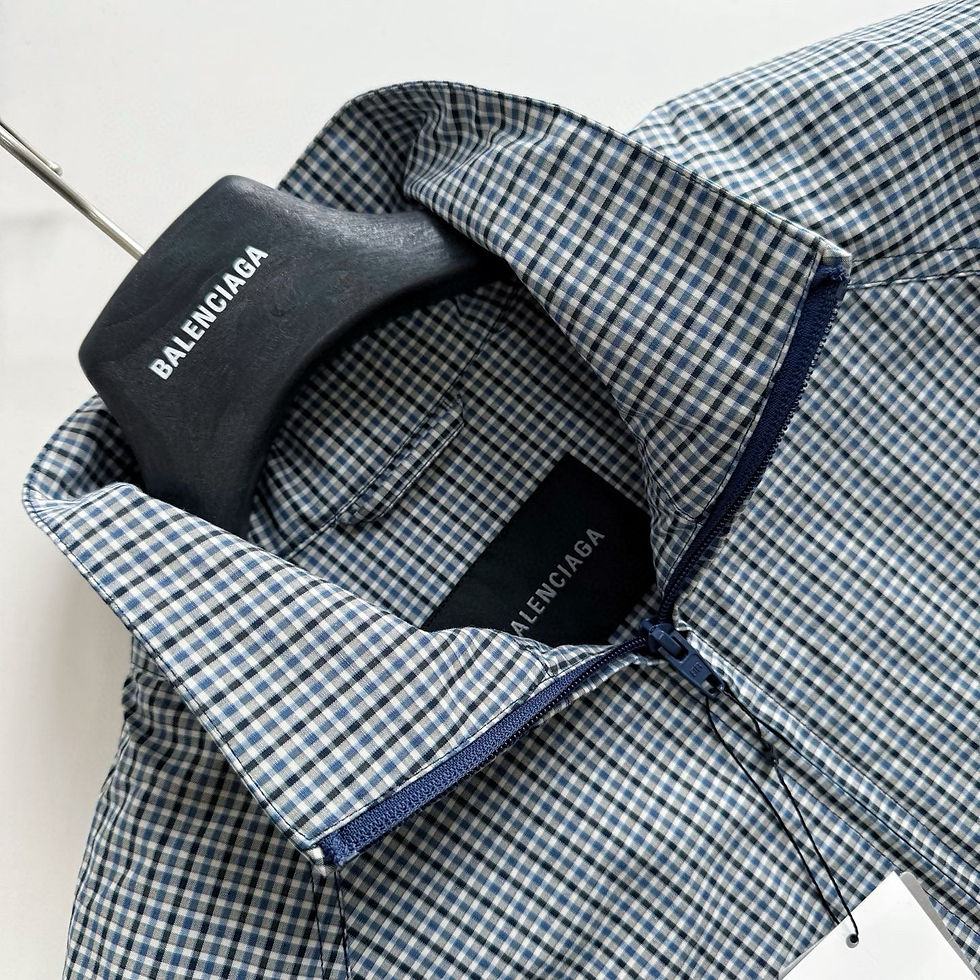 Thumbnail: Balenciaga Check Harrington Zip Jacket - Blue