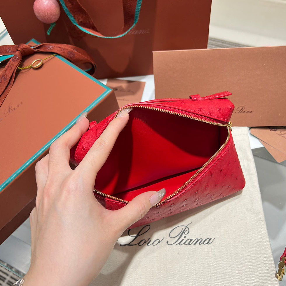 Thumbnail: Loro Piana Lp Extra Pocket L19 Ostrich Leather Bag