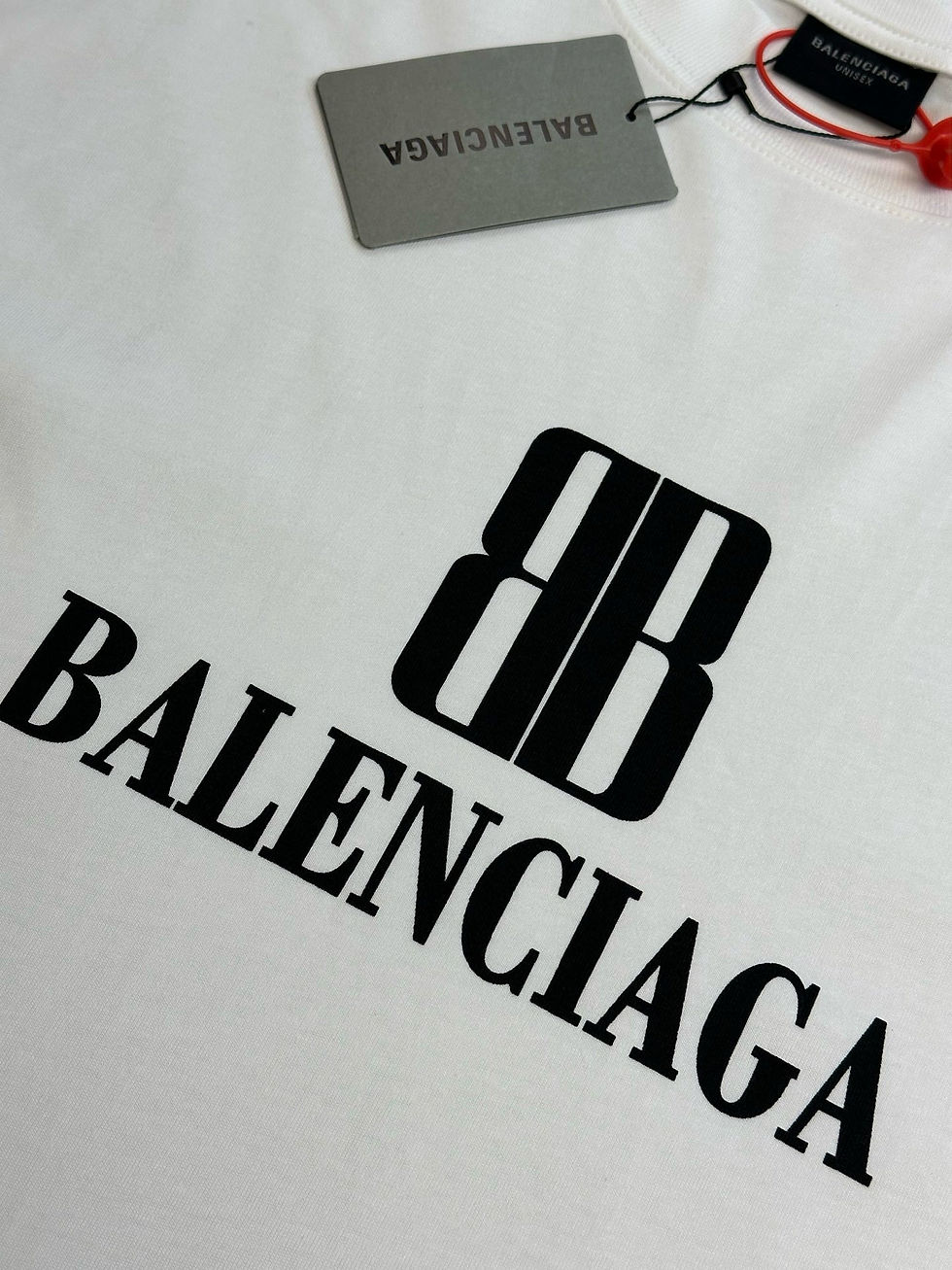 Thumbnail: Balenciaga T-Shirt Blanc – Monogramme BB Noir